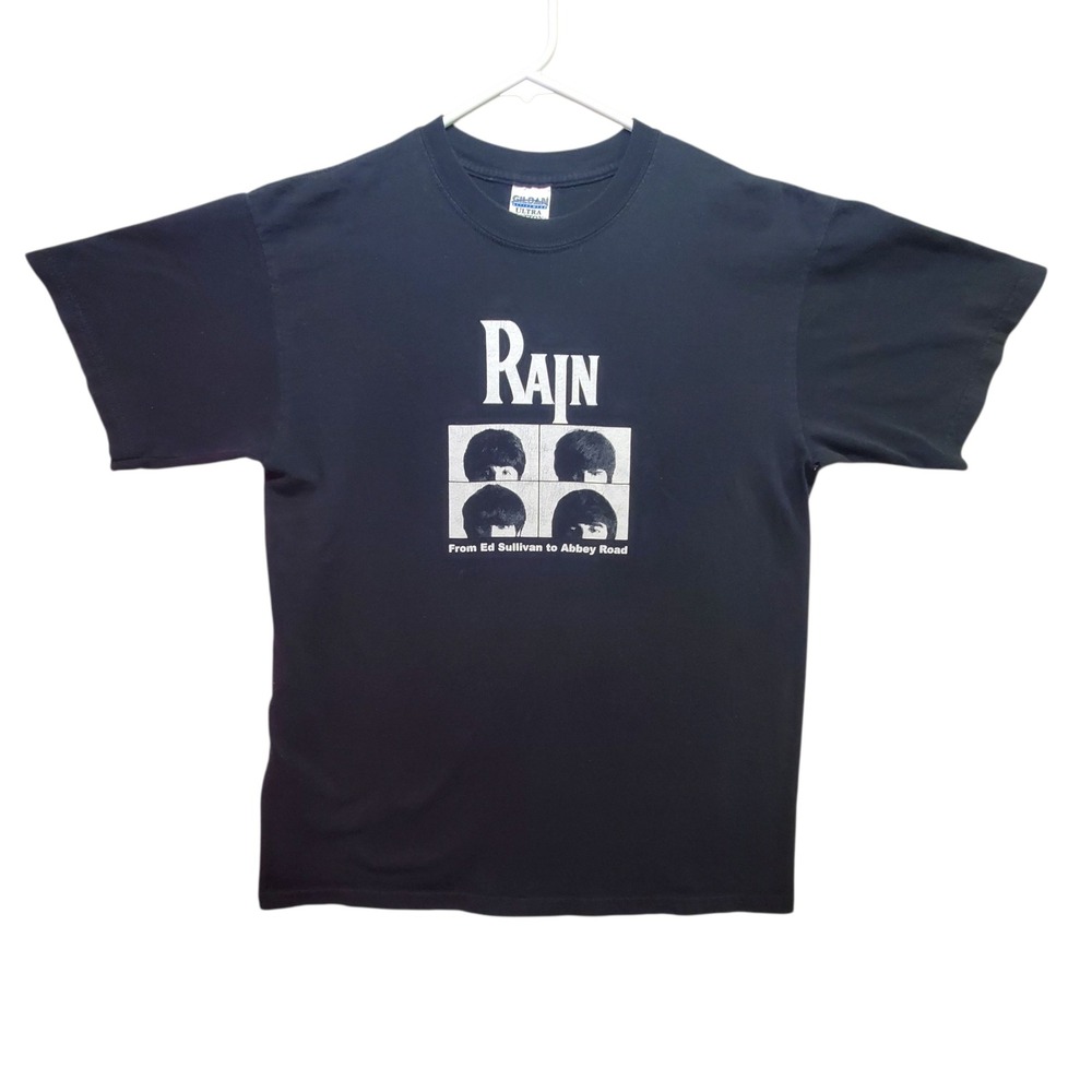 Rain The Beatles Band T Shirt Black Mens Medium Graphic Ed Sullivan Promo Tee